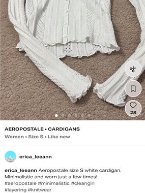 Aeropostale White Ruffle-Edge Knit Cardigan